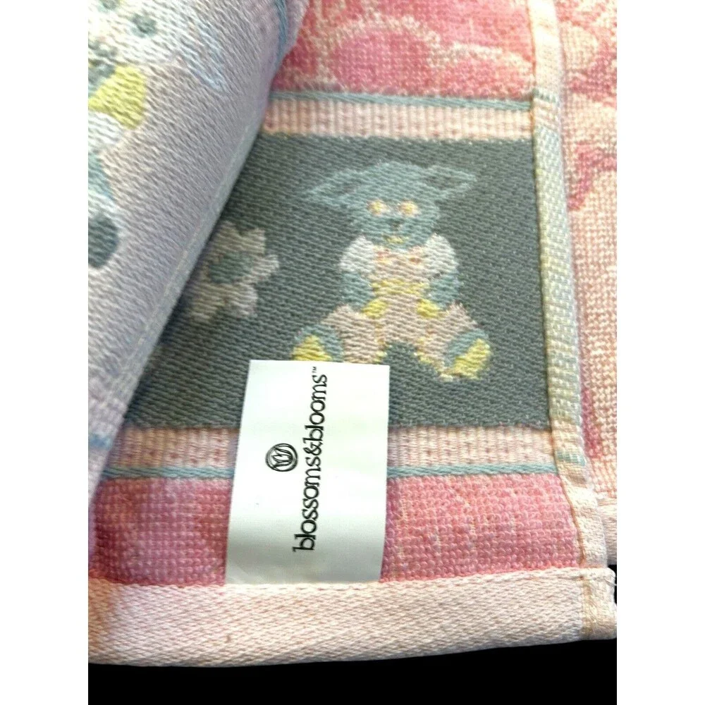 Set of 2 Blossoms & Blooms Springtime Pink Pastel Lamb Tulip Flower Hand Towel